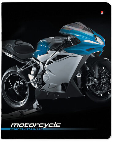 Тетрадь А5 48 л. АЛЬТ скоба, клетка, глянцевый лак, "Спортивные мотоциклы" (5 видов), 7-48-844