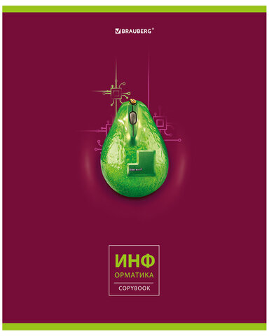 Тетрадь предметная "AVOCADO" 48 л., глянцевый лак, ИНФОРМАТИКА, клетка, BRAUBERG, 404279