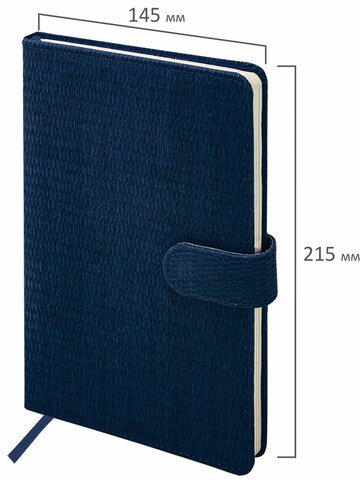 Еженедельник датированный 2024 А5 145х215 мм BRAUBERG "Augustus", под кожу, темно-синий, 115018