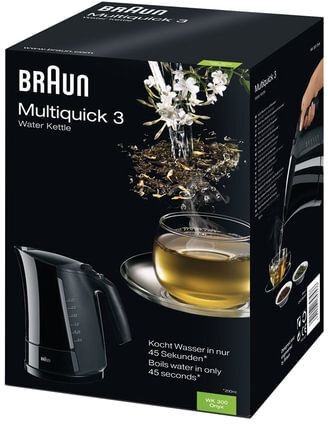 Чайник BRAUN WK-300, 1,7 л, 2200 Вт, закрытый нагревательный элемент, пластик, белый