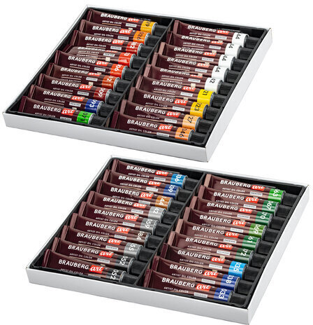 Краски масляные художественные НАБОР "PREMIERE 36 штук 32 цвета!", в тубах 12 мл, BRAUBERG ART, 192008