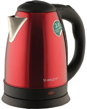Чайник SCARLETT SC-EK21S76, 2 л, 1800 Вт, закрытый нагревательный элемент, сталь, красный