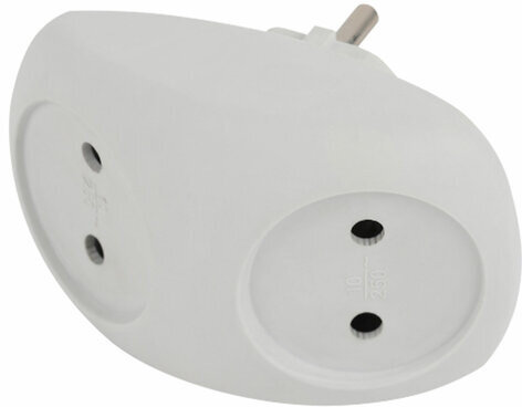 Сетевой разветвитель ЭРА SPx-2-W, 2 розетки, без заземления, 10 А, белый