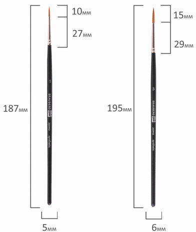 Кисти художественные BRAUBERG ART, набор 4 штуки, синтетика, (круглые № 1, 3, плоские № 4, 10), 200943
