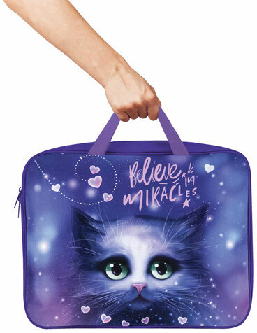 Папка на молнии с ручками BRAUBERG А4, 1 отделение, полиэстер, 80 мм, "Believe in miracles", 270960