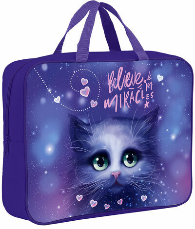 Папка на молнии с ручками BRAUBERG А4, 1 отделение, полиэстер, 80 мм, "Believe in miracles", 270960