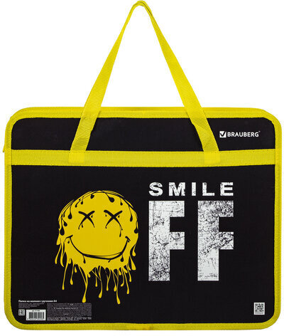 Папка на молнии с ручками BRAUBERG А4, 1 отделение, пластик, 80 мм, "OFF", 271465