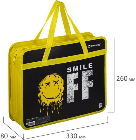 Папка на молнии с ручками BRAUBERG А4, 1 отделение, пластик, 80 мм, "OFF", 271465