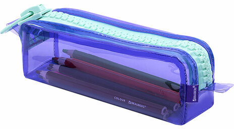 Пенал BRAUBERG с объемной "тракторной" молнией, 1 отделение, ПВХ, 22х8х6,5 см, "Contrast mint", 271565