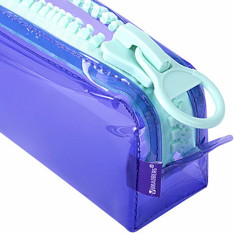 Пенал BRAUBERG с объемной "тракторной" молнией, 1 отделение, ПВХ, 22х8х6,5 см, "Contrast mint", 271565