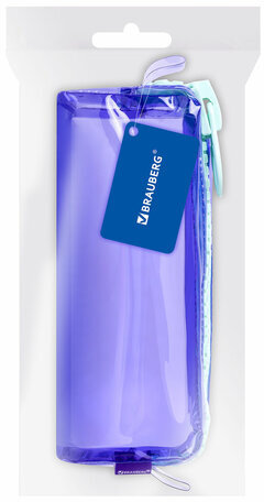 Пенал BRAUBERG с объемной "тракторной" молнией, 1 отделение, ПВХ, 22х8х6,5 см, "Contrast mint", 271565