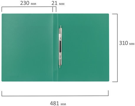 Папка с металлическим скоросшивателем BRAUBERG стандарт, зеленая, до 100 листов, 0,6 мм, 221631