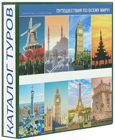 Папка на 4 кольцах с передним прозрачным карманом BRAUBERG, картон/ПВХ, 65 мм, зеленая, до 400 листов, 223532