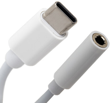 Переходник для наушников с Type-C на AUX (MINI JACK 3.5 мм), SONNEN, 0,1 м, белый, 513566
