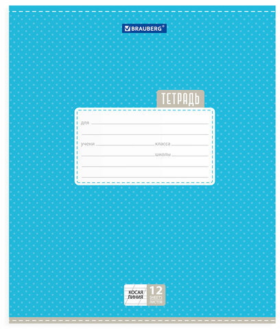 Тетрадь 12 л. BRAUBERG, косая линия, обложка картон, ТОЧКИ, 103033