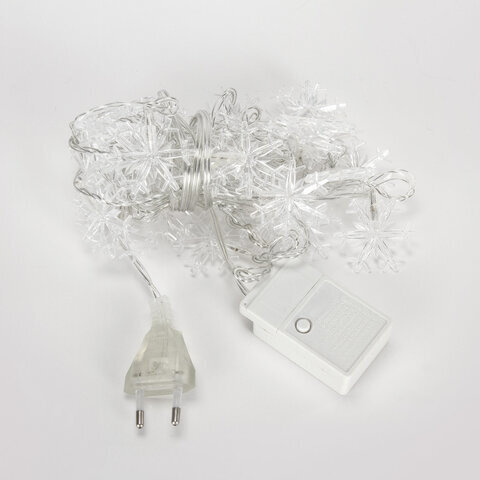 Электрогирлянда-нить комнатная "Снежинки" 3 м, 30 LED, мультицветная, 220 V, ЗОЛОТАЯ СКАЗКА, 591268