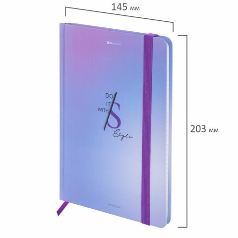 Блокнот с резинкой в клетку 96 л., А5 145х203 мм, твердая обложка, BRAUBERG, "Style", 116320