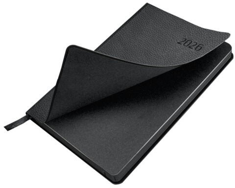 Ежедневник датированный 2026 А5 138x213 мм, BRAUBERG "Stylish", под кожу, гибкий, черный, 117097