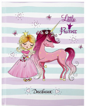 Дневник 1-4 класс 48 л., твердый, ЮНЛАНДИЯ, глянцевая ламинация, с подсказом, "Princess", 106347