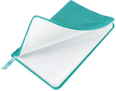 Еженедельник датированный 2026 МАЛЫЙ ФОРМАТ 95х155 мм, А6, BRAUBERG "Foliage", под кожу, бирюза, 117197