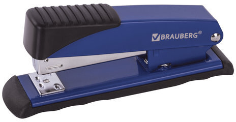 Степлер №24/6, 26/6 металлический BRAUBERG "Office", до 30 листов, синий, 228612