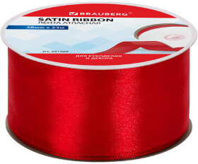 Лента атласная ширина 38 мм, длина 23 м, красная, BRAUBERG, 591509