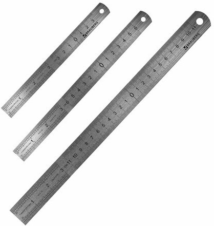 Линейки металлические КОМПЛЕКТ 3 шт. (15, 20, 30 см), BRAUBERG, 210811