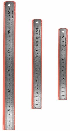 Линейки металлические КОМПЛЕКТ 3 шт. (15, 20, 30 см), BRAUBERG, 210811
