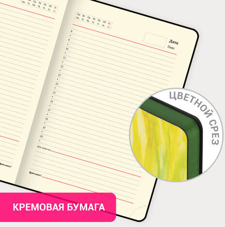 Ежедневник недатированный А5 (138х213 мм), BRAUBERG VISTA, под кожу, гибкий, 136 л., "Revival", 112030