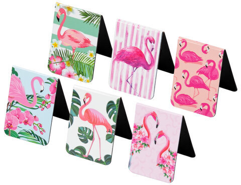 Закладки для книг МАГНИТНЫЕ, "FLAMINGO", набор 6 шт., 35x25 мм, BRAUBERG, 113165