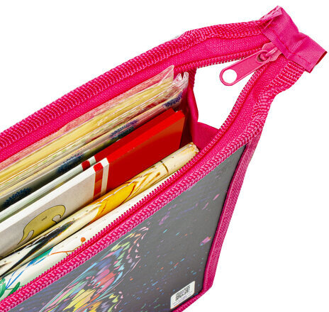 Папка для тетрадей ЮНЛАНДИЯ А4, 1 отделение, картон/пластик, блестки, на молнии, "Colorful butterfly", 270859