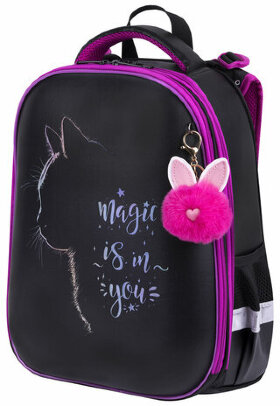 Ранец BRAUBERG SHINY, 2 отделения, с брелоком, &quot;Magic cat&quot;, 38х28х14 см, 271381