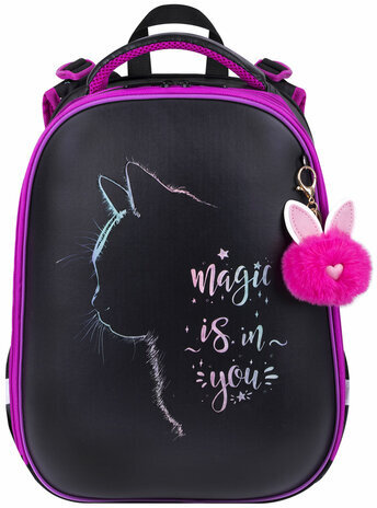 Ранец BRAUBERG SHINY, 2 отделения, с брелоком, "Magic cat", 38х28х14 см, 271381