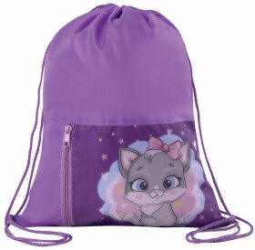 Мешок для обуви ЮНЛАНДИЯ, карман на молнии, 33х42 см, &quot;Cute kitty&quot;, 271053