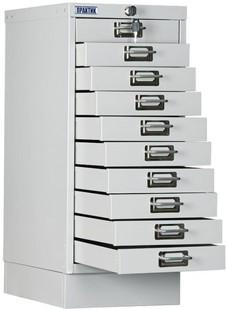 Шкаф металлический для документов ПРАКТИК "MDC-A4/650/10", 10 ящиков, 650х277х405 мм, собранный