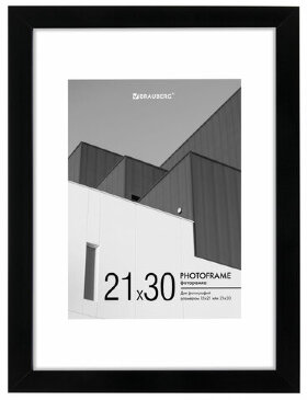 Рамка 21х30 см с паспарту 15х21 см небьющаяся, багет 20 мм, пластик, BRAUBERG &quot;New Age&quot;, черная, 391275