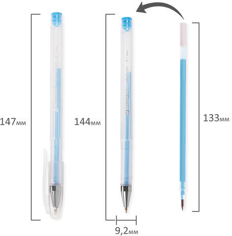 Ручки гелевые BRAUBERG "Jet", НАБОР 6 ЦВЕТОВ, ПАСТЕЛЬНЫЕ, узел 0,7 мм, линия письма 0,5 мм, 141033