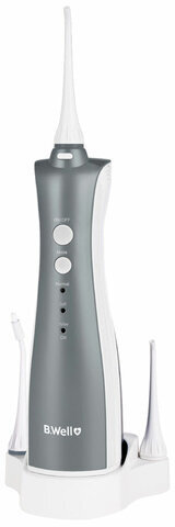 Ирригатор для полости рта B.WELL TH-912, портативный, емкость резервуара 0,15 л, 5 насадок, бело-серый