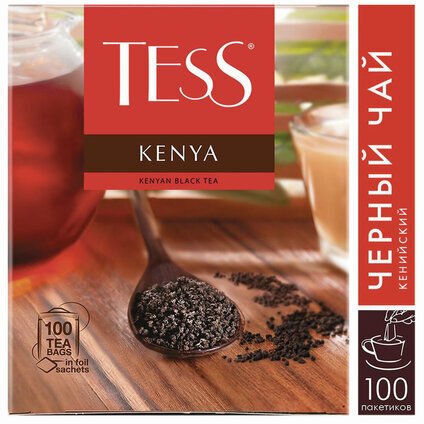 Чай TESS (Тесс) "Kenya", черный, 100 пакетиков в конвертах по 2 г, 1264-09