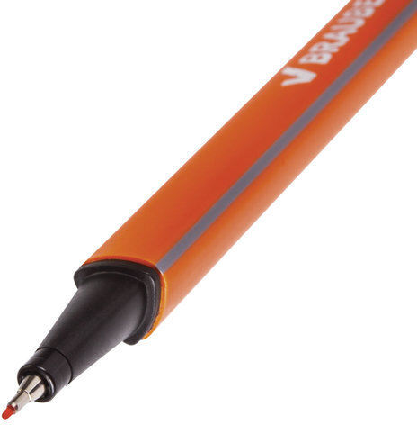 Ручка капиллярная (линер) BRAUBERG "Aero", ОРАНЖЕВАЯ, трехгранная, металлический наконечник, линия письма 0,4 мм, 142249