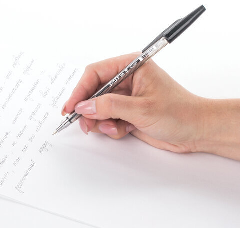 Ручка шариковая STAFF AA-927, ЧЕРНАЯ, корпус тонированный, хромированные детали, 0,7 мм, линия 0,35 мм, 142810