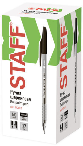 Ручка шариковая STAFF AA-927, ЧЕРНАЯ, корпус тонированный, хромированные детали, 0,7 мм, линия 0,35 мм, 142810