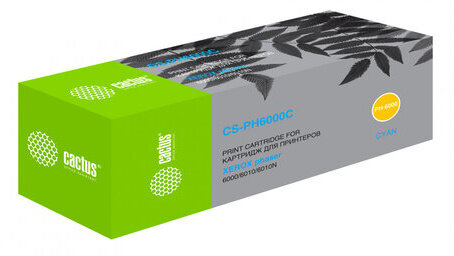 Картридж лазерный CACTUS (CS-PH6000C) для XEROX Phaser 6000/6010N, голубой, ресурс 1000 стр.