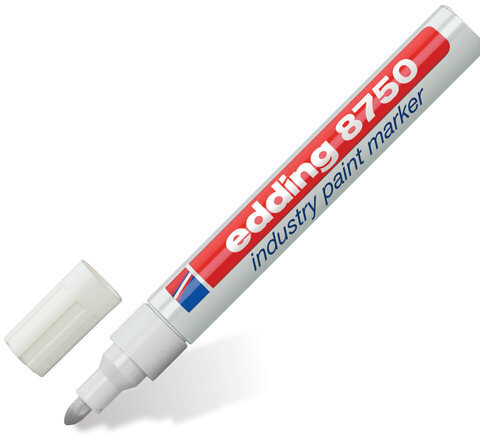 Маркер-краска лаковый (paint marker) EDDING "8750", БЕЛЫЙ, 2-4 мм, круглый наконечник, алюминиевый корпус, E-8750/49