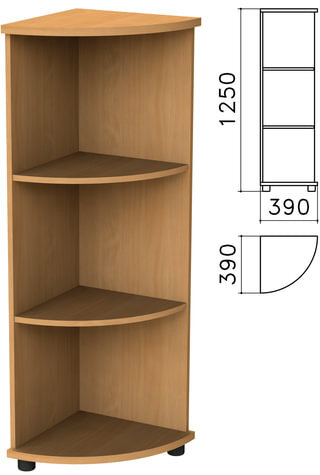 Шкаф (стеллаж) угловой "Монолит", 390х390х1250 мм, 2 полки, цвет бук бавария, УМ47.1