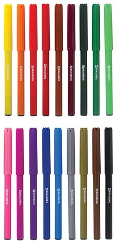 Фломастеры BRAUBERG "АКАДЕМИЯ", 18 цветов, вентилируемый колпачок, ПВХ упаковка, 151412