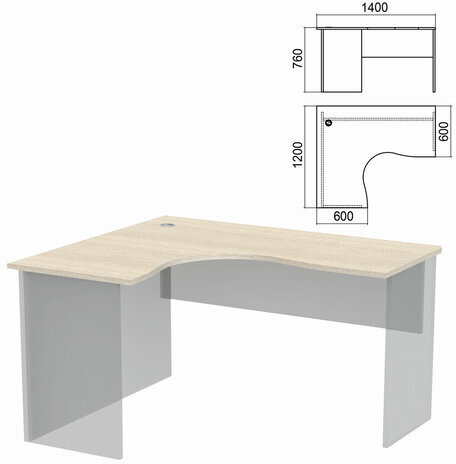 Стол компактный ЧАСТЬ 1 "Арго", 1400х1200х760 мм, левый, ясень шимо