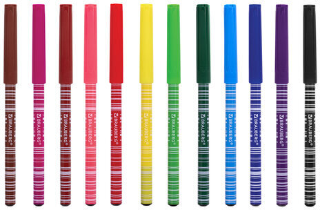 Фломастеры BRAUBERG "PREMIUM", 12 цветов, КОРПУС С ПЕЧАТЬЮ, вентилируемый колпачок, ПВХ-упаковка с европодвесом, 151942