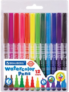 Фломастеры BRAUBERG "PREMIUM", 12 цветов, КОРПУС С ПЕЧАТЬЮ, вентилируемый колпачок, ПВХ-упаковка с европодвесом, 151942