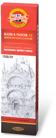 Карандаш чернографитный KOH-I-NOOR 1500, 1 шт., 2H, корпус желтый, заточенный, 150002H01170RU